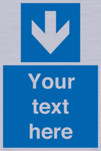 Custom Mandatory directional sign, blue arrow down